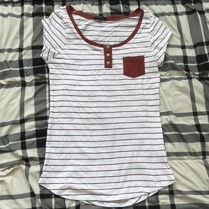 White and maroon striped shirt | Splash